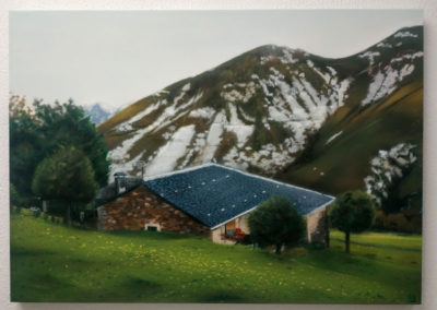 Cuadro de paisaje asturiano pintado a mano